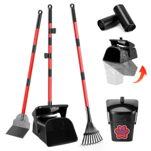 Swivel bin, rake and spade set